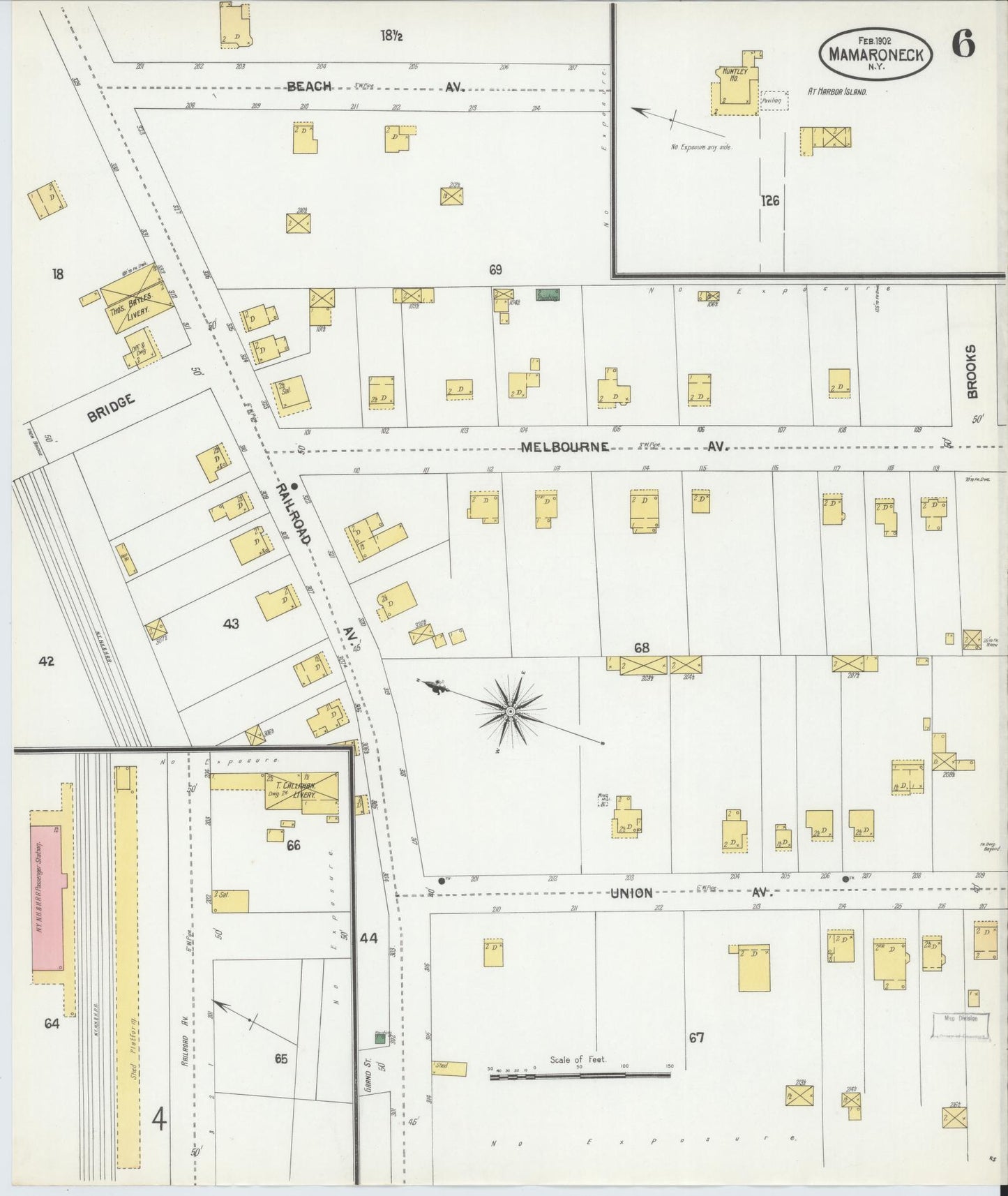 Sanborn Fire Insurance Map from Mamaroneck, Westchester County, New York (1902), Sheet #0006 - Historic Sanborn Fire Insurance Map Print, vintage old map wall art, antique decor, genealogy gift, New York New York map