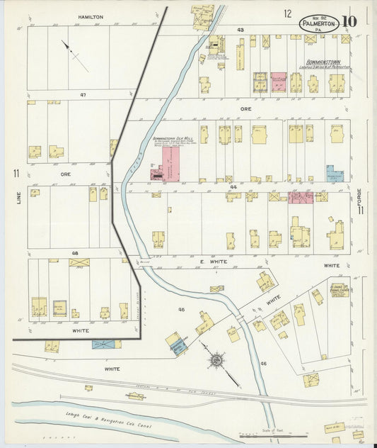 Sanborn Fire Insurance Map from Palmerton, Carbon County, Pennsylvania (1912), Sheet #0010 - Historic Sanborn Fire Insurance Map Print, vintage old map wall art, antique decor, genealogy gift, Pennsylvania Pennsylvania map