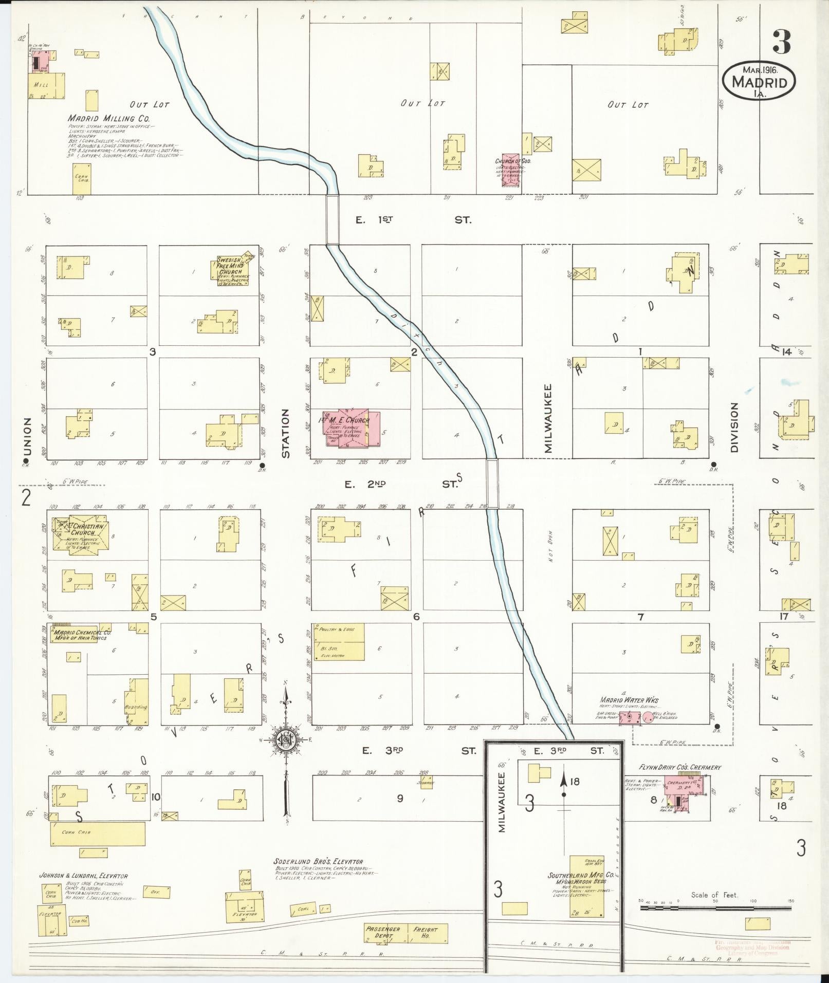 Sanborn Fire Insurance Map from Madrid, Boone County, Iowa (1916), Sheet #0003 - Historic Sanborn Fire Insurance Map Print