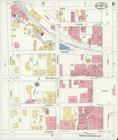 Sanborn Fire Insurance Map from Anderson, Anderson County, South Carolina (1911), Sheet #0006 - Complete Map Set gallery image, historic Sanborn map, vintage wall art, South Carolina South Carolina
