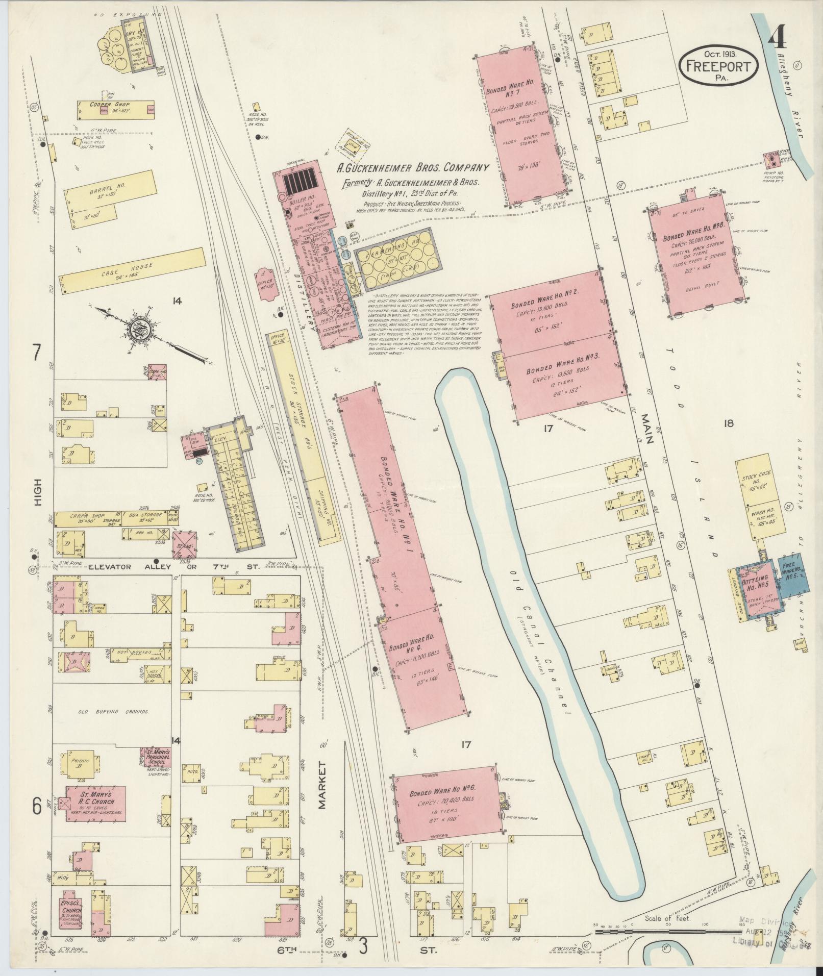 Sanborn Fire Insurance Map from Freeport, Armstrong County, Pennsylvania (1913), Sheet #0004 - Historic Sanborn Fire Insurance Map Print, vintage old map wall art, antique decor, genealogy gift, Pennsylvania Pennsylvania map