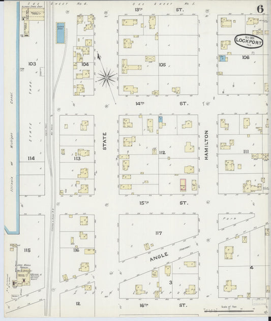 Sanborn Fire Insurance Map from Lockport, Will County, Illinois (1891), Sheet #0006 - Historic Sanborn Fire Insurance Map Print, vintage old map wall art, antique decor, genealogy gift, Illinois Illinois map