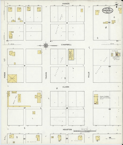 Sanborn Fire Insurance Map from Haskell, Haskell County, Texas (1921), Sheet #0007 - Historic Sanborn Fire Insurance Map Print, vintage old map wall art, antique decor, genealogy gift, Texas Texas map