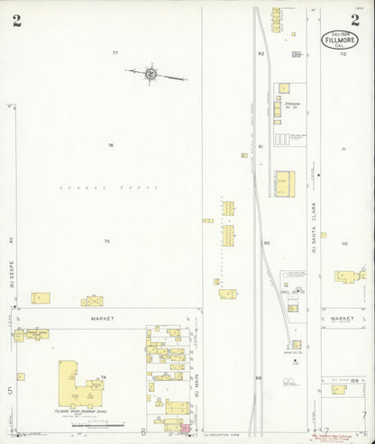 Sanborn Fire Insurance Map from Fillmore, Ventura County, California (1929), Sheet #0002 - Complete Map Set gallery image, historic Sanborn map, vintage wall art, California California