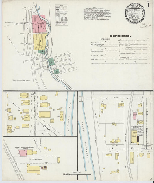 Sanborn Fire Insurance Map from Jermyn, Lackawanna County, Pennsylvania (1896), Sheet #0001 - Complete Map Set gallery image, historic Sanborn map, vintage wall art, Pennsylvania Pennsylvania