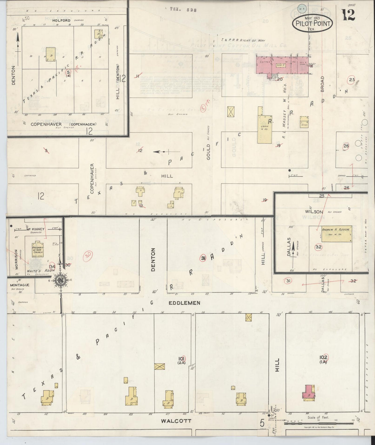 Sanborn Fire Insurance Map from Pilot Point, Denton County, Texas (1940), Sheet #0012 - Complete Map Set gallery image, historic Sanborn map, vintage wall art, Texas Texas