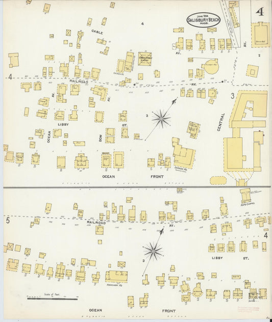 Sanborn Fire Insurance Map from Salisbury, Essex County, Massachusetts (1904), Sheet #0004 - Historic Sanborn Fire Insurance Map Print, vintage old map wall art, antique decor, genealogy gift, Massachusetts Massachusetts map