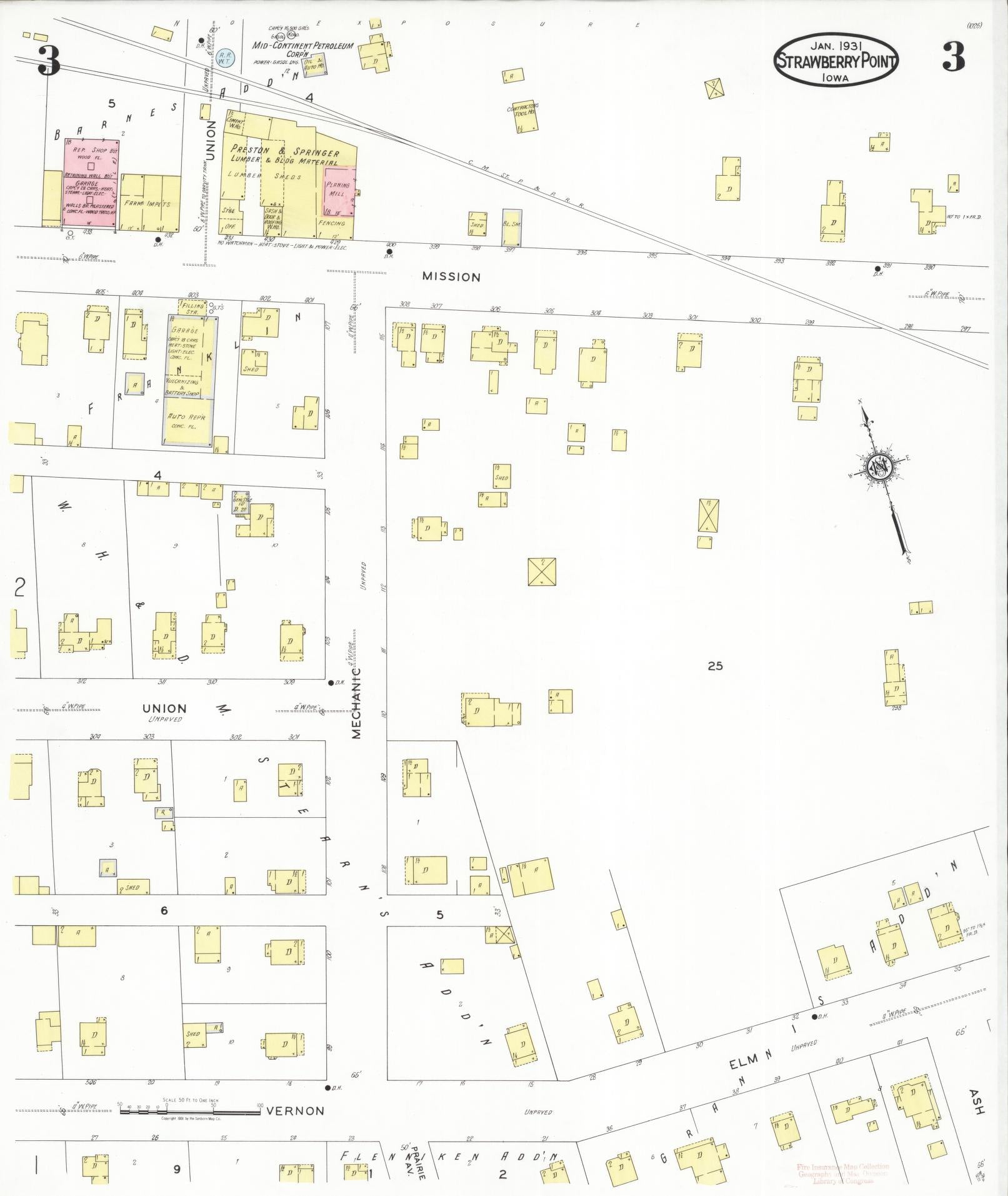Sanborn Fire Insurance Map from Strawberry Point, Clayton County, Iowa (1931), Sheet #0003 - Historic Sanborn Fire Insurance Map Print