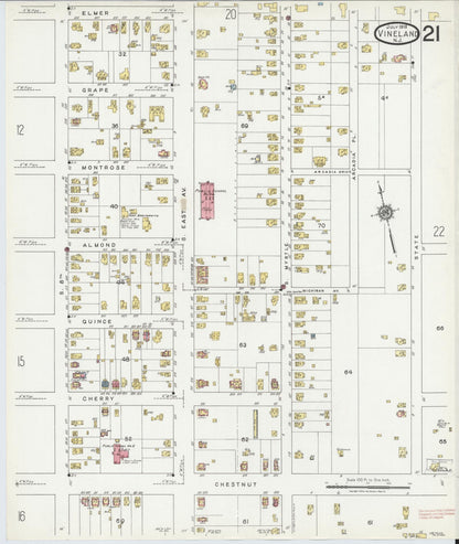 Sanborn Fire Insurance Map from Vineland, Cumberland County, New Jersey (1919), Sheet #0021 - Complete Map Set gallery image, historic Sanborn map, vintage wall art, New Jersey New Jersey