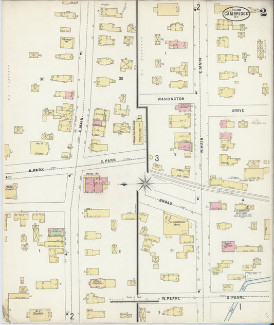Sanborn Fire Insurance Map from Cambridge, Washington County, New York (1898), Sheet #0002 - Historic Sanborn Fire Insurance Map Print, vintage old map wall art, antique decor, genealogy gift, New York New York map