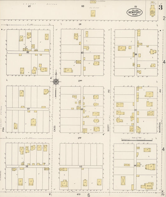 Sanborn Fire Insurance Map from Newport, Pend Orielle County, Washington (1912), Sheet #0003 - Historic Sanborn Fire Insurance Map Print, vintage old map wall art, antique decor, genealogy gift, Washington Washington map