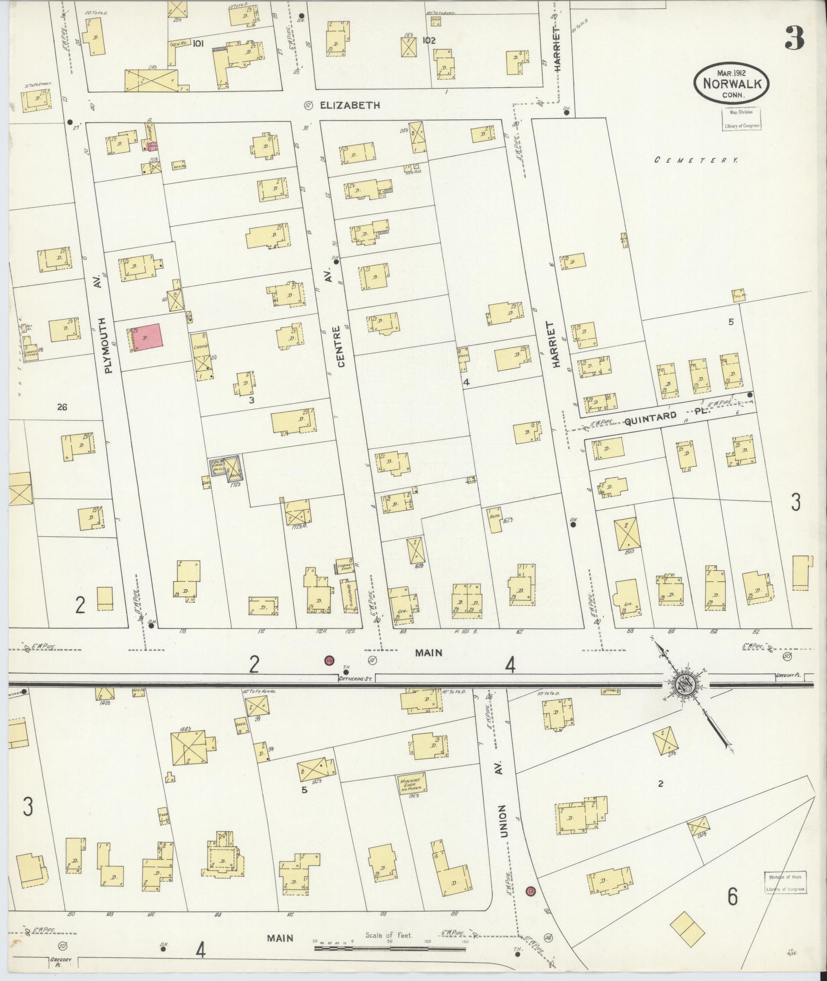 Sanborn Fire Insurance Map from Norwalk, Fairfield County, Connecticut (1912), Sheet #0003 - Complete Map Set gallery image, historic Sanborn map, vintage wall art, Connecticut Connecticut