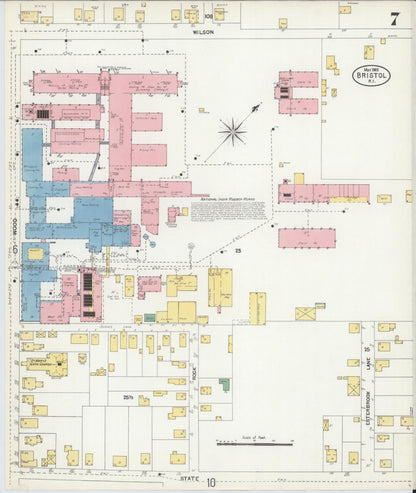 Sanborn Fire Insurance Map from Bristol, Bristol County, Rhode Island (1903), Sheet #0007 - Complete Map Set gallery image, historic Sanborn map, vintage wall art, Rhode Island Rhode Island