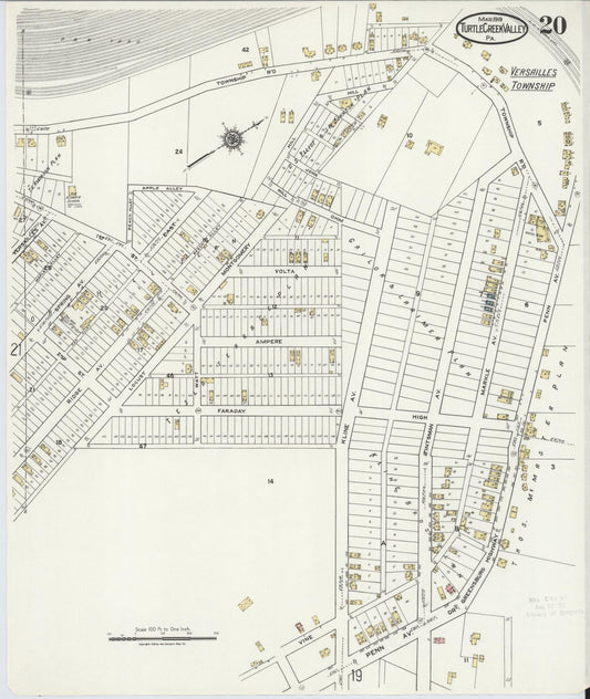 Sanborn Fire Insurance Map from Turtle Creek Valley, Allegheny County, Pennsylvania (1919), Sheet #0020 - Historic Sanborn Fire Insurance Map Print, vintage old map wall art, antique decor, genealogy gift, Pennsylvania Pennsylvania map