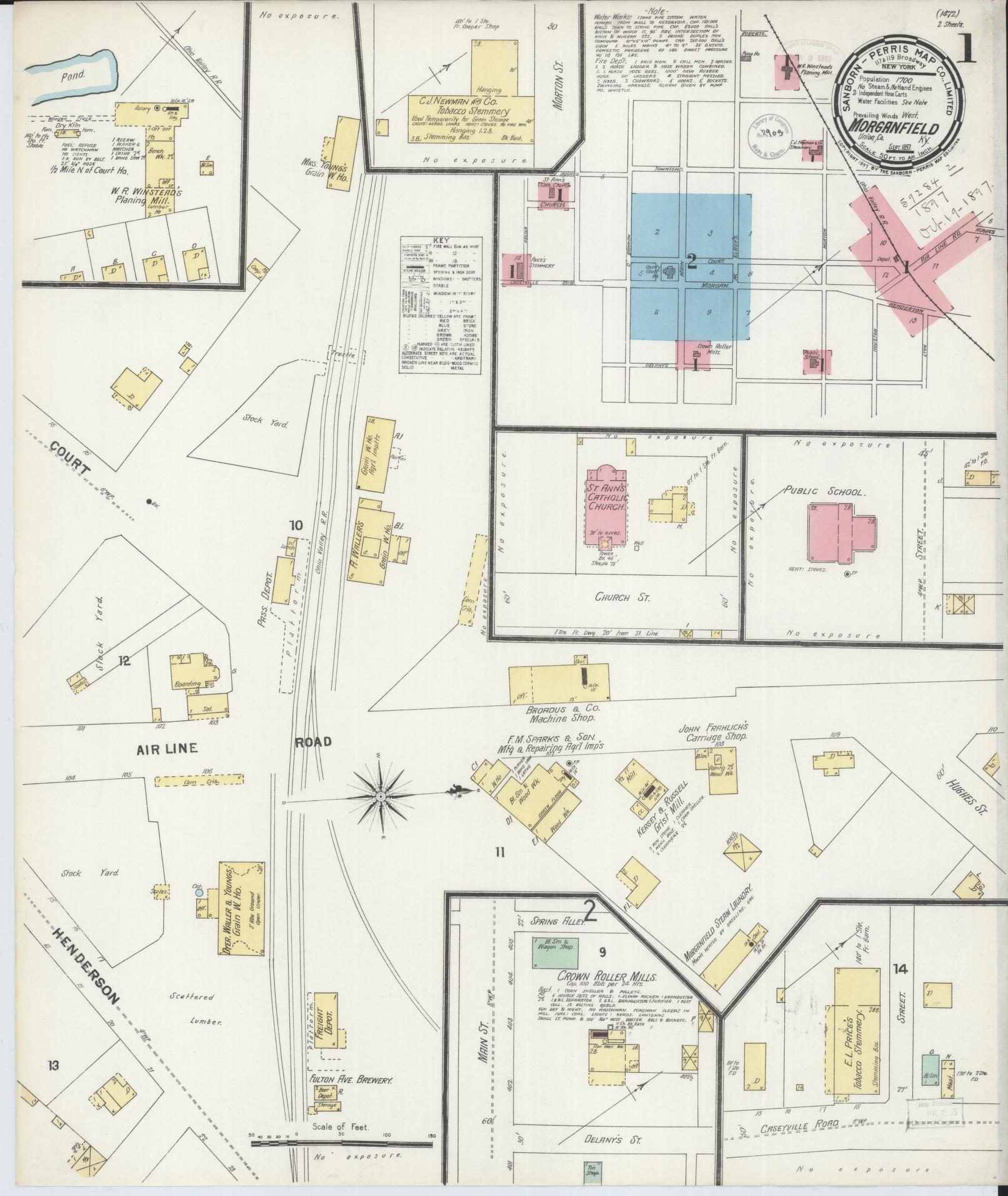Sanborn Fire Insurance Map from Morganfield, Union County, Kentucky. (1897) – Historic Sanborn Fire Insurance Map Print