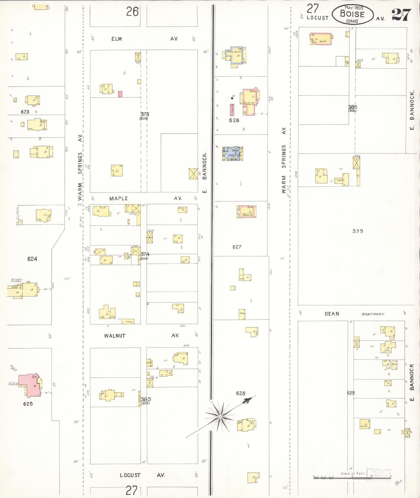 Sanborn Fire Insurance Map from Boise, Ada County, Idaho (1903), Sheet #0027 - Complete Map Set gallery image, historic Sanborn map, vintage wall art, Idaho Idaho