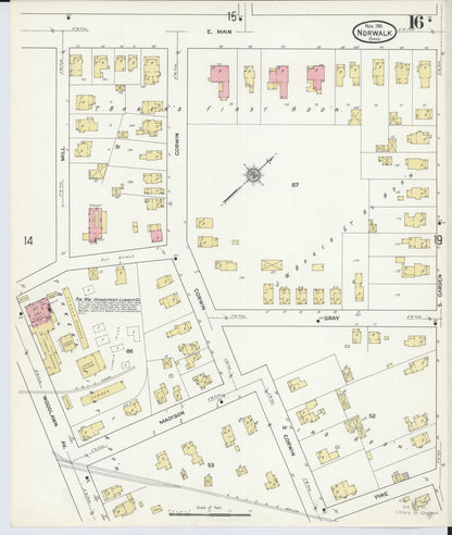 Sanborn Fire Insurance Map from Norwalk, Huron County, Ohio (1911), Sheet #0016 - Historic Sanborn Fire Insurance Map Print, vintage old map wall art, antique decor, genealogy gift, Ohio Ohio map