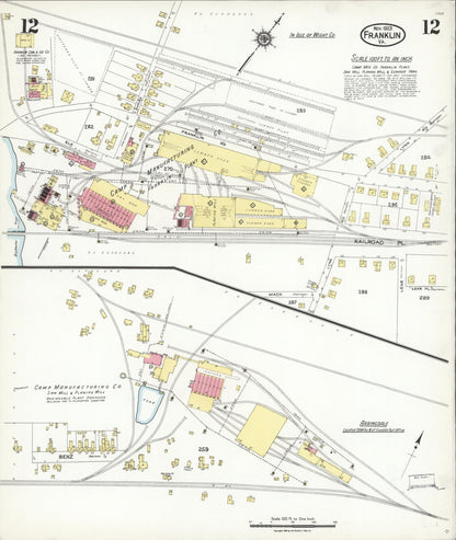 Sanborn Fire Insurance Map from Franklin, Independent Cities, Virginia (1923), Sheet #0012 - Complete Map Set gallery image, historic Sanborn map, vintage wall art, Virginia Virginia