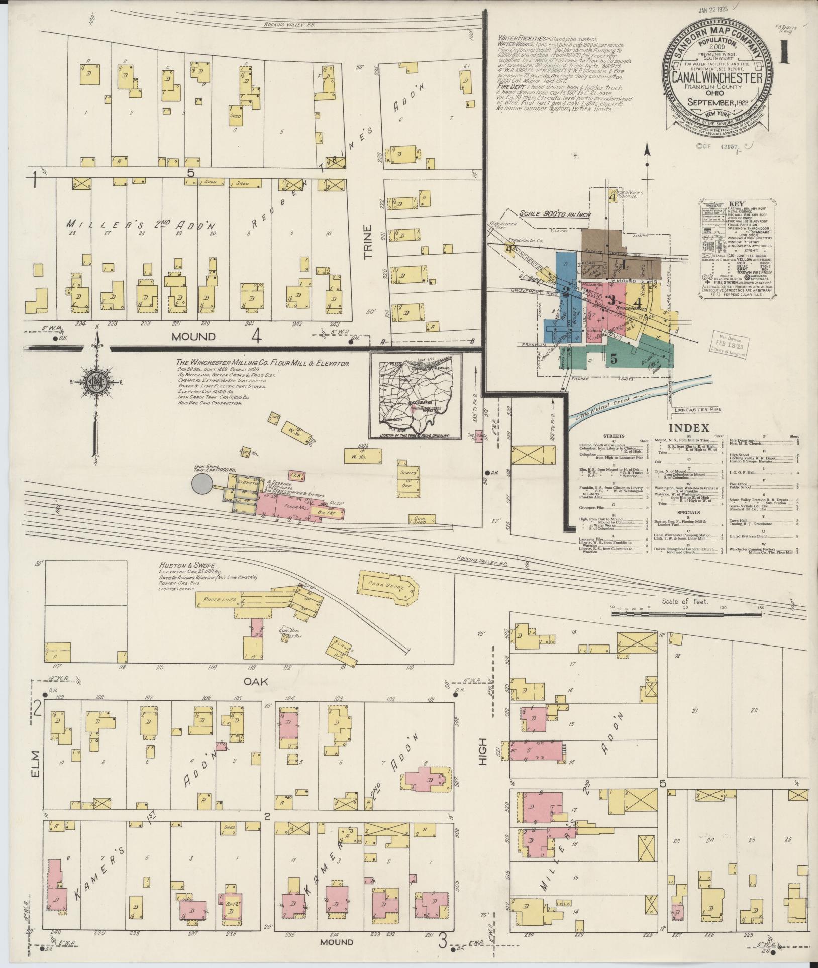 Sanborn Fire Insurance Map from Canal Winchester, Franklin County, Ohio (1922), Sheet #0001 - Complete Map Set gallery image, historic Sanborn map, vintage wall art, Ohio Ohio