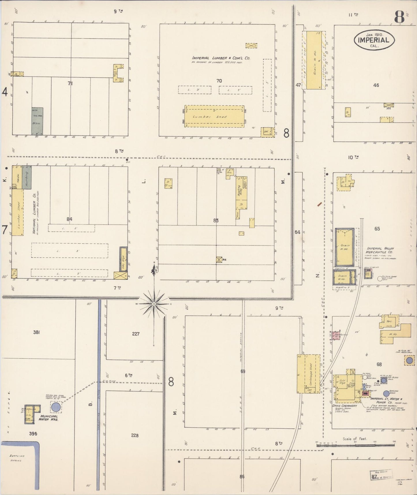 Sanborn Fire Insurance Map from Imperial, Imperial County, California (1910), Sheet #0008 - Historic Sanborn Fire Insurance Map Print, vintage old map wall art, antique decor, genealogy gift, California California map