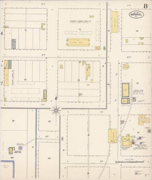 Sanborn Fire Insurance Map from Imperial, Imperial County, California (1910), Sheet #0008 - Historic Sanborn Fire Insurance Map Print, vintage old map wall art, antique decor, genealogy gift, California California map