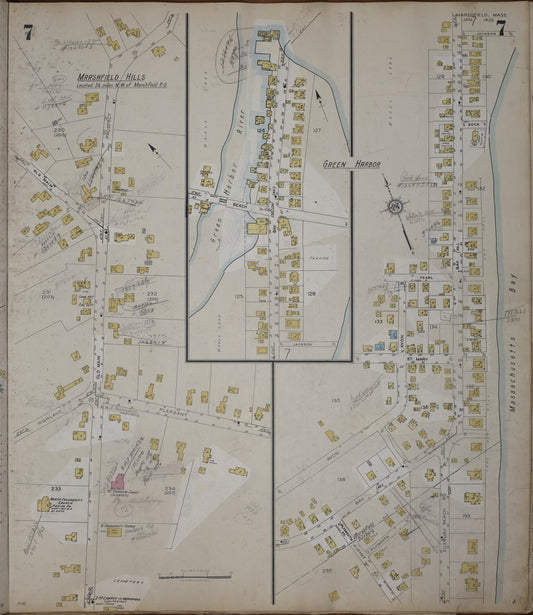Sanborn Fire Insurance Map from Marshfield, Plymouth County, Massachusetts (1950), Sheet #0007 - Historic Sanborn Fire Insurance Map Print, vintage old map wall art, antique decor, genealogy gift, Massachusetts Massachusetts map