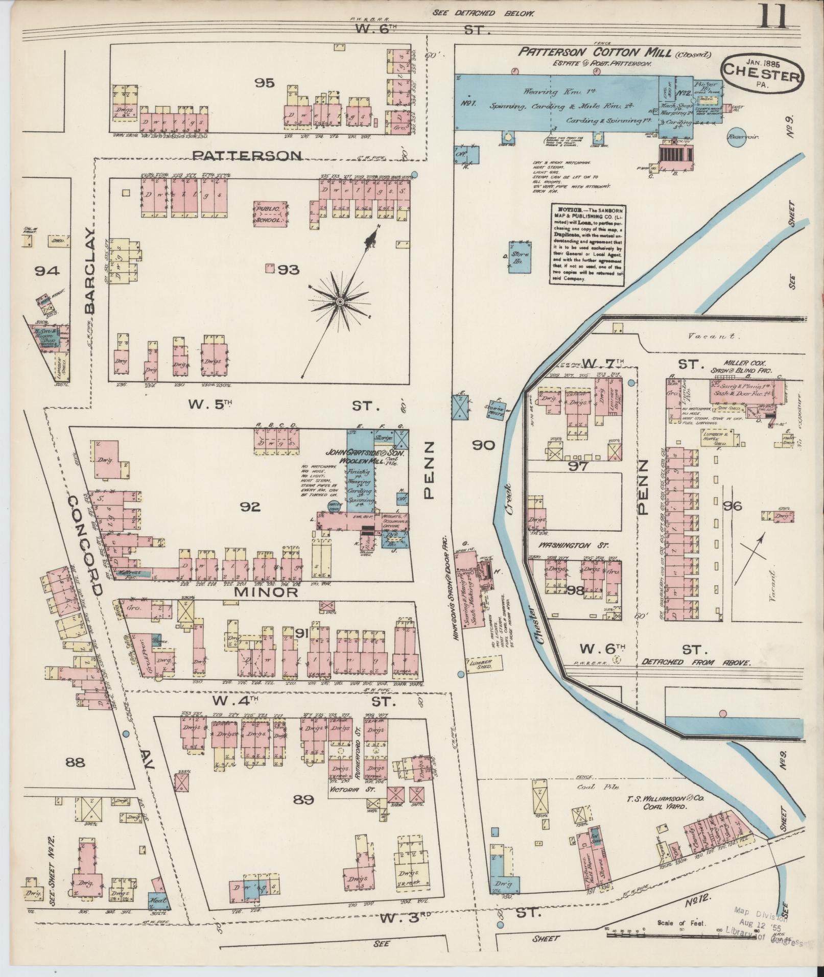 Sanborn Fire Insurance Map from Chester, Delaware County, Pennsylvania (1885), Sheet #0011 - Historic Sanborn Fire Insurance Map Print, vintage old map wall art, antique decor, genealogy gift, Pennsylvania Pennsylvania map