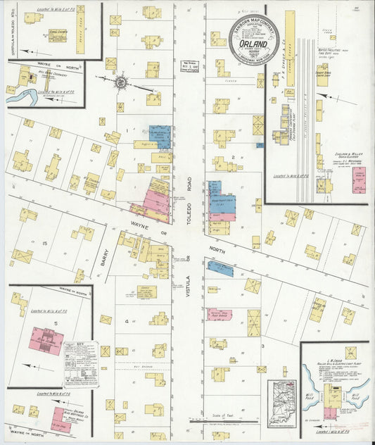 Sanborn Fire Insurance Map from Orland, Steuben County, Indiana (1917), Sheet #0001 - Historic Sanborn Fire Insurance Map Print, vintage old map wall art, antique decor, genealogy gift, Indiana Indiana map