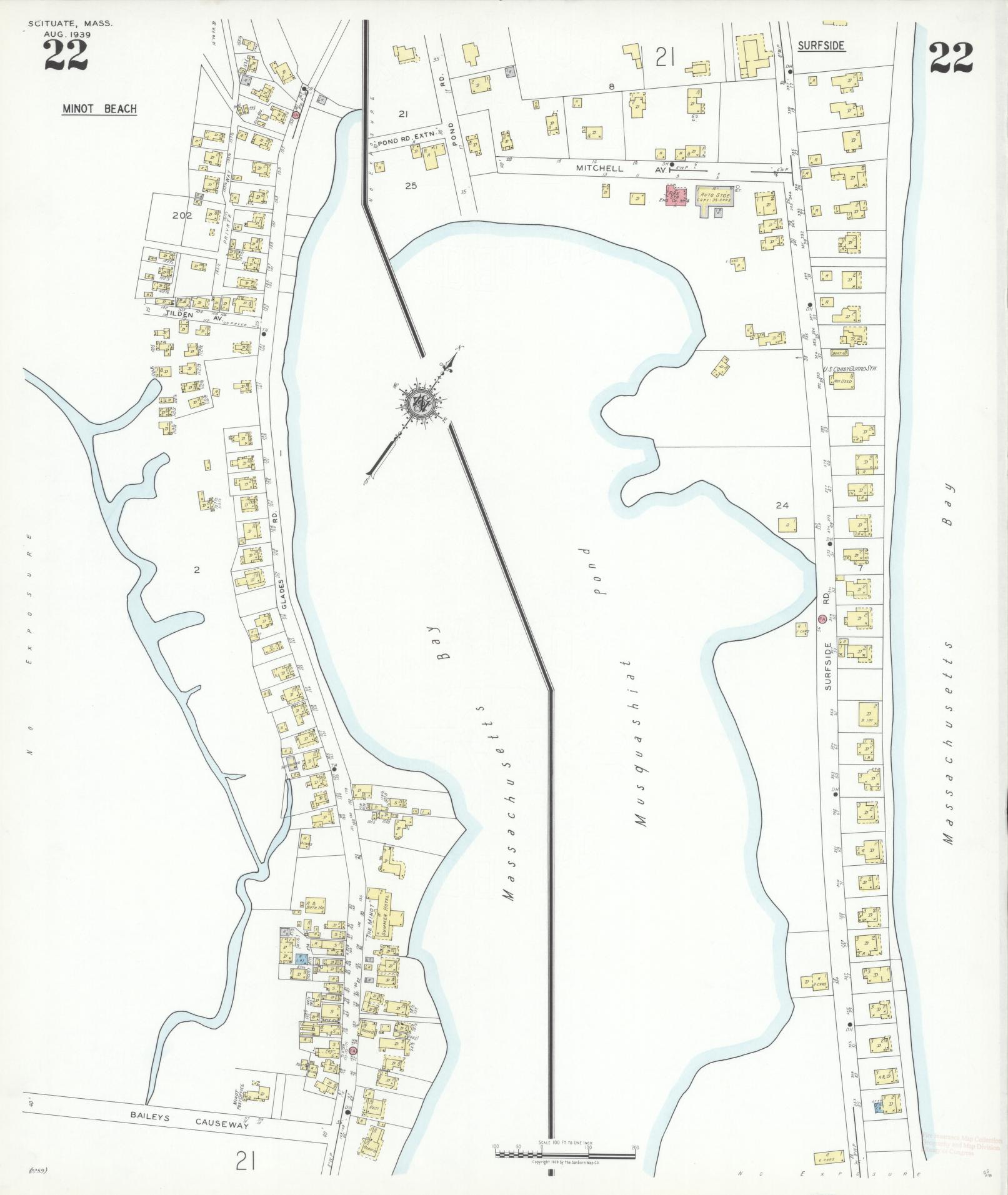 Sanborn Fire Insurance Map from Scituate, Plymouth County, Massachusetts (1939), Sheet #0022 - Complete Map Set gallery image, historic Sanborn map, vintage wall art, Massachusetts Massachusetts