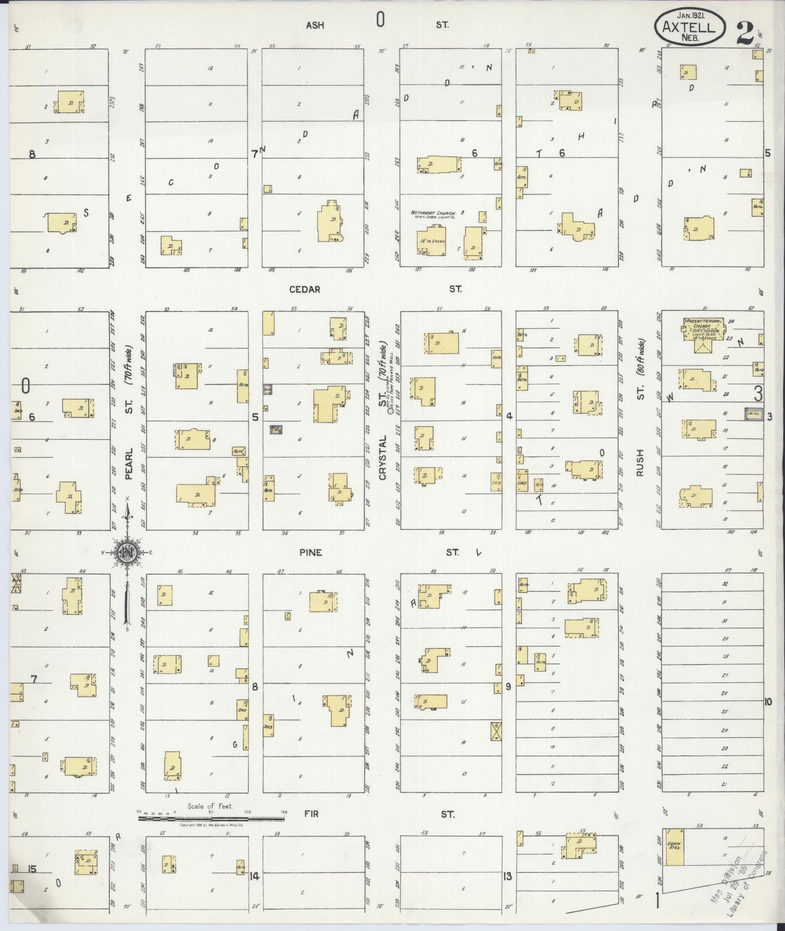 Sanborn Fire Insurance Map from Axtell, Kearney County, Nebraska (1921), Sheet #0002 - Complete Map Set gallery image, historic Sanborn map, vintage wall art, Nebraska Nebraska