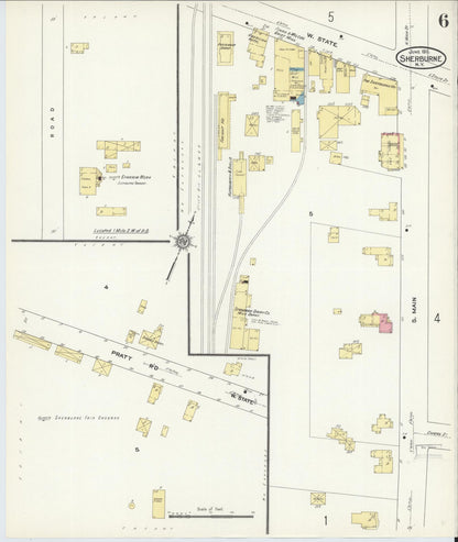 Sanborn Fire Insurance Map from Sherburne, Chenango County, New York (1911), Sheet #0006 - Historic Sanborn Fire Insurance Map Print, vintage old map wall art, antique decor, genealogy gift, New York New York map