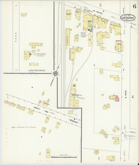 Sanborn Fire Insurance Map from Sherburne, Chenango County, New York (1911), Sheet #0006 - Historic Sanborn Fire Insurance Map Print, vintage old map wall art, antique decor, genealogy gift, New York New York map