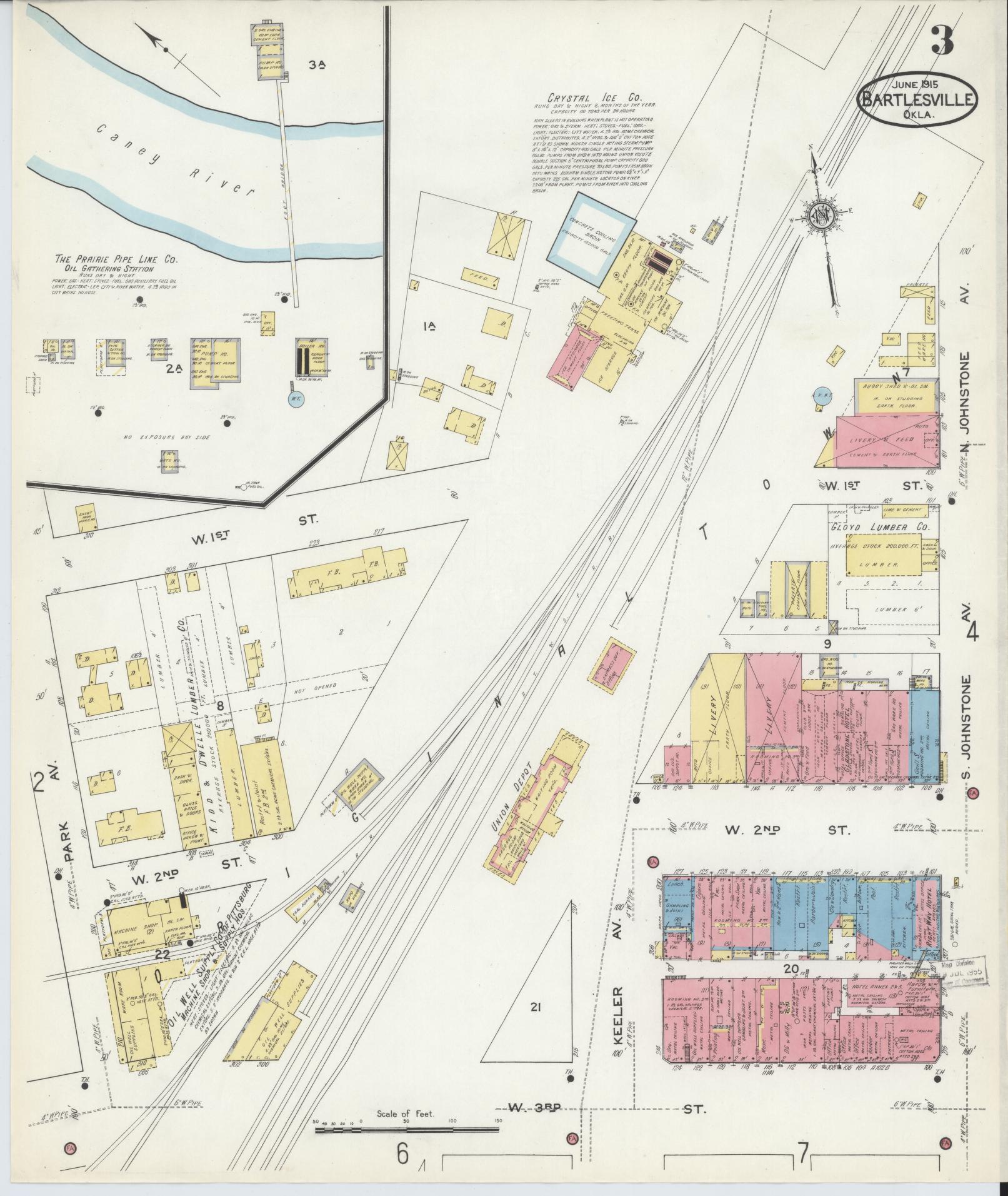 Sanborn Fire Insurance Map from Bartlesville, Washington County, Oklahoma (1915), Sheet #0003 - Historic Sanborn Fire Insurance Map Print, vintage old map wall art, antique decor, genealogy gift, Oklahoma Oklahoma map