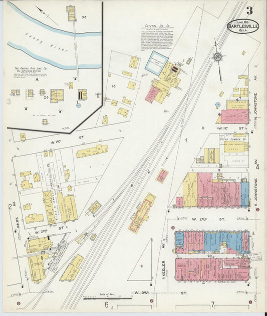 Sanborn Fire Insurance Map from Bartlesville, Washington County, Oklahoma (1915), Sheet #0003 - Historic Sanborn Fire Insurance Map Print, vintage old map wall art, antique decor, genealogy gift, Oklahoma Oklahoma map