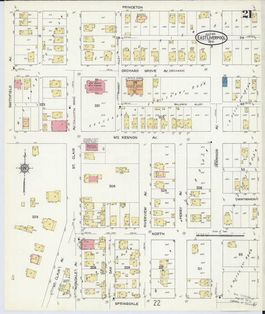 Sanborn Fire Insurance Map from East Liverpool, Columbiana County, Ohio (1913), Sheet #0021 - Historic Sanborn Fire Insurance Map Print, vintage old map wall art, antique decor, genealogy gift, Ohio Ohio map