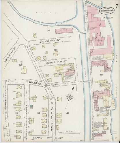 Sanborn Fire Insurance Map from Birmingham, New Haven County, Connecticut (1886), Sheet #0007 - Complete Map Set gallery image, historic Sanborn map, vintage wall art, Connecticut Connecticut