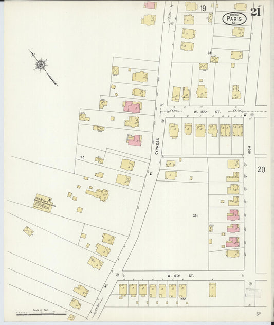 Sanborn Fire Insurance Map from Paris, Bourbon County, Kentucky (1912), Sheet #0021 - Historic Sanborn Fire Insurance Map Print, vintage old map wall art, antique decor, genealogy gift, Kentucky Kentucky map