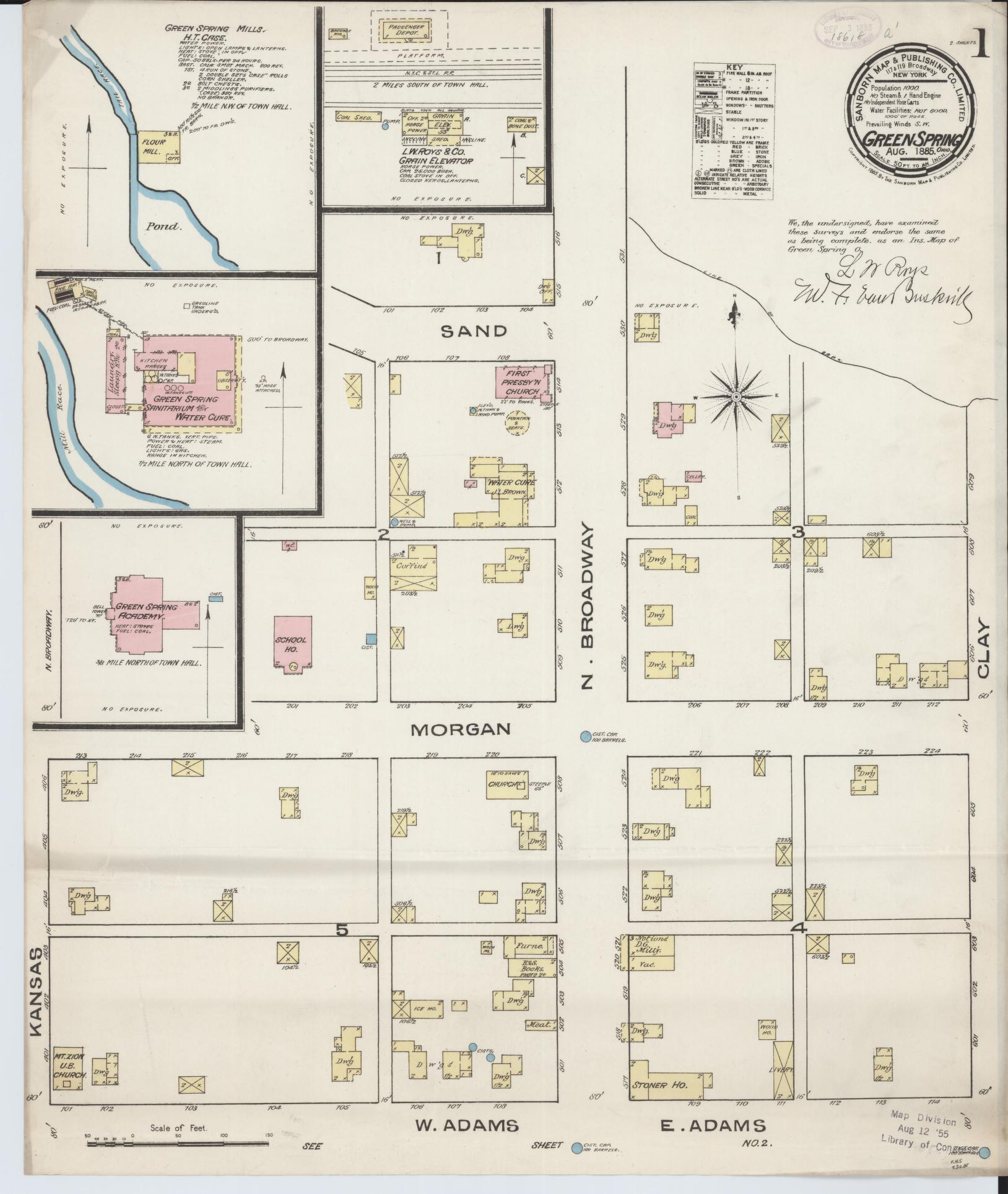 Sanborn Fire Insurance Map from Green Springs, Sandusky And Seneca Counties, Ohio (1885), Sheet #0001 - Historic Sanborn Fire Insurance Map Print, vintage old map wall art, antique decor, genealogy gift, Ohio Ohio map