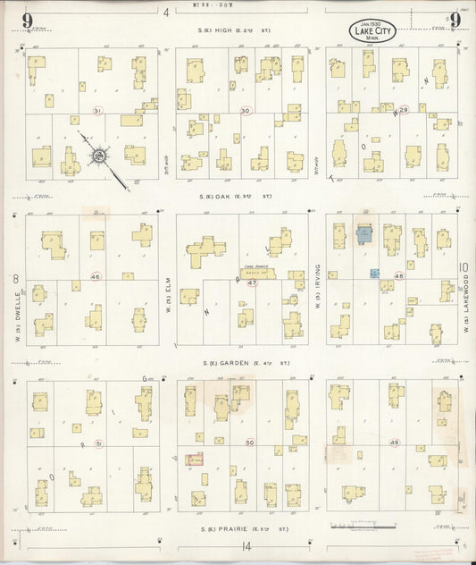 Sanborn Fire Insurance Map from Lake City, Wabasha County, Minnesota (1938), Sheet #0009 - Historic Sanborn Fire Insurance Map Print, vintage old map wall art, antique decor, genealogy gift, Minnesota Minnesota map