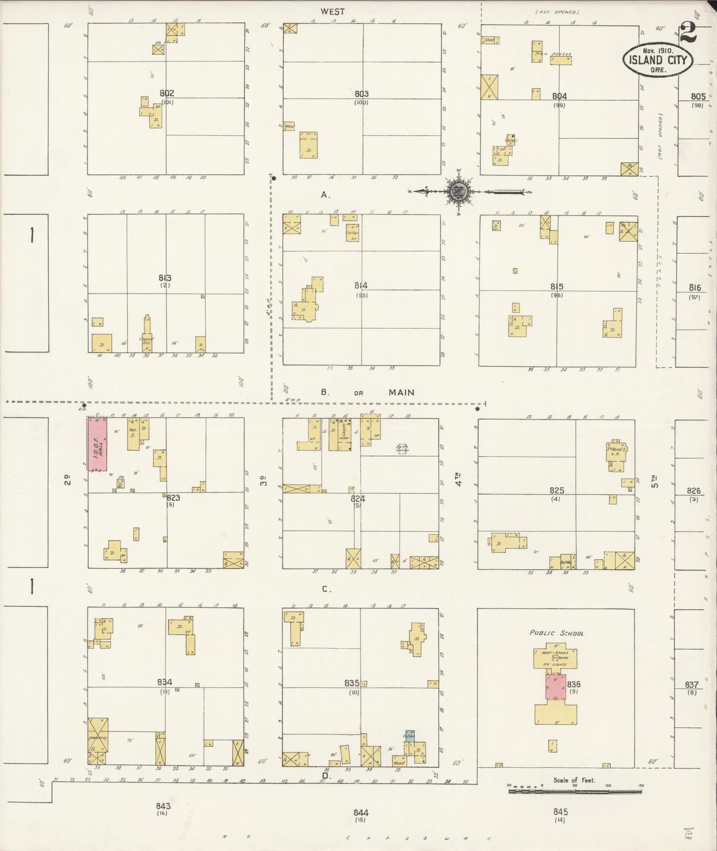 Sanborn Fire Insurance Map from Island City, Union County, Oregon (1910), Sheet #0002 - Historic Sanborn Fire Insurance Map Print, vintage old map wall art, antique decor, genealogy gift, Oregon Oregon map