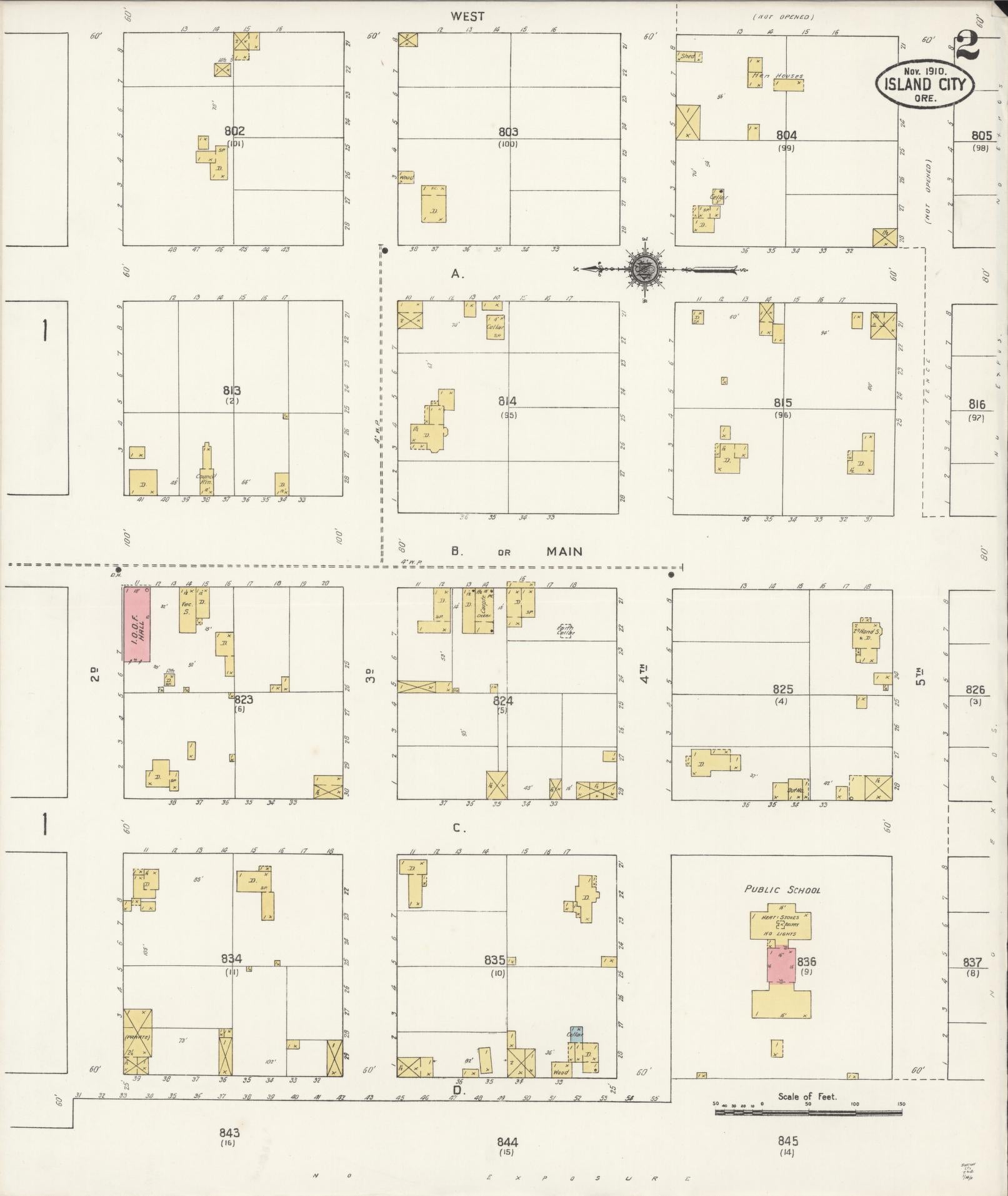 Sanborn Fire Insurance Map from Island City, Union County, Oregon (1910), Sheet #0002 - Historic Sanborn Fire Insurance Map Print, vintage old map wall art, antique decor, genealogy gift, Oregon Oregon map