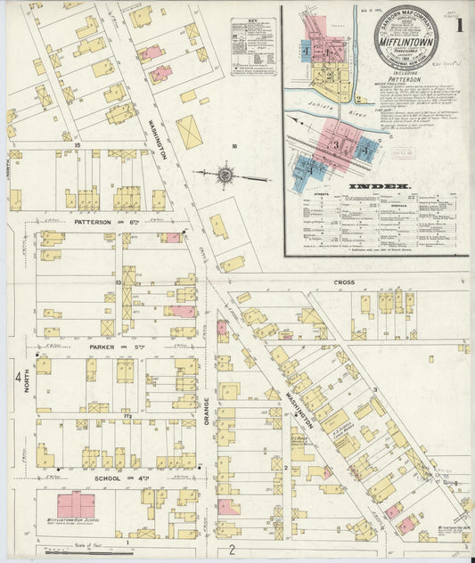 Sanborn Fire Insurance Map from Mifflintown, Juniata County, Pennsylvania (1911), Sheet #0001 - Historic Sanborn Fire Insurance Map Print, vintage old map wall art, antique decor, genealogy gift, Pennsylvania Pennsylvania map