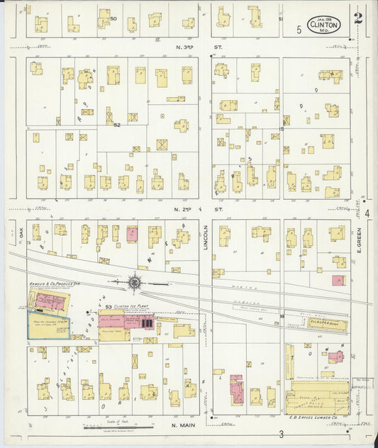 Sanborn Fire Insurance Map from Clinton, Henry County, Missouri (1918), Sheet #0002 - Historic Sanborn Fire Insurance Map Print, vintage old map wall art, antique decor, genealogy gift, Missouri Missouri map