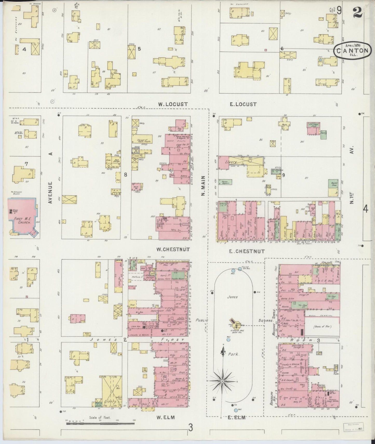 Sanborn Fire Insurance Map from Canton, Fulton County, Illinois (1896), Sheet #0002 - Complete Map Set gallery image, historic Sanborn map, vintage wall art, Illinois Illinois