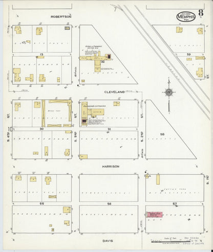 Sanborn Fire Insurance Map from Memphis, Hall County, Texas (1920), Sheet #0008 - Complete Map Set gallery image, historic Sanborn map, vintage wall art, Texas Texas
