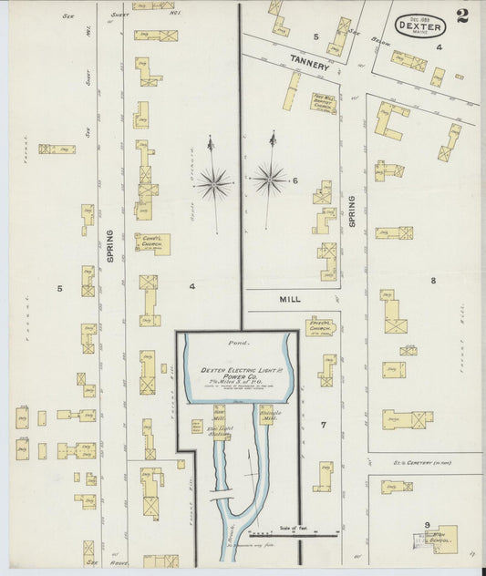 Sanborn Fire Insurance Map from Dexter, Penobscot County, Maine (1889), Sheet #0002 - Historic Sanborn Fire Insurance Map Print, vintage old map wall art, antique decor, genealogy gift, Maine Maine map