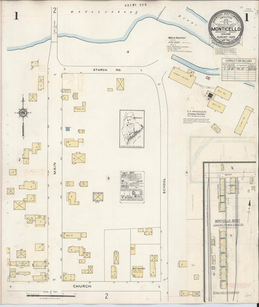Sanborn Fire Insurance Map from Monticello, Aroostook County, Maine (1941), Sheet #0001 - Complete Map Set gallery image, historic Sanborn map, vintage wall art, Maine Maine