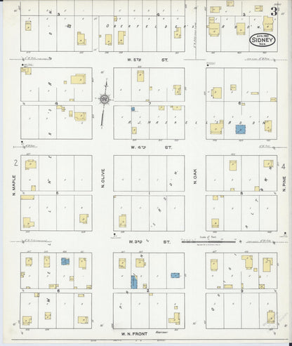 Sanborn Fire Insurance Map from Sidney, Cheyenne County, Nebraska (1921), Sheet #0003 - Complete Map Set gallery image, historic Sanborn map, vintage wall art, Nebraska Nebraska