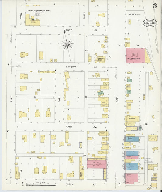 Sanborn Fire Insurance Map from Coalgate, Coal County, Oklahoma (1908), Sheet #0003 - Historic Sanborn Fire Insurance Map Print, vintage old map wall art, antique decor, genealogy gift, Oklahoma Oklahoma map