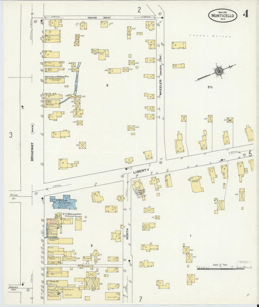 Sanborn Fire Insurance Map from Monticello, Sullivan County, New York (1911), Sheet #0004 - Historic Sanborn Fire Insurance Map Print, vintage old map wall art, antique decor, genealogy gift, New York New York map